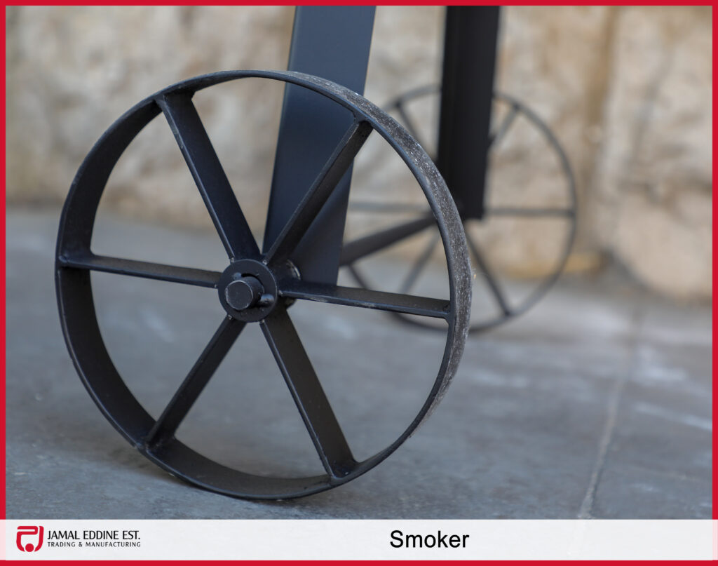 wrought iron outdoor grill and smoker steel wheel