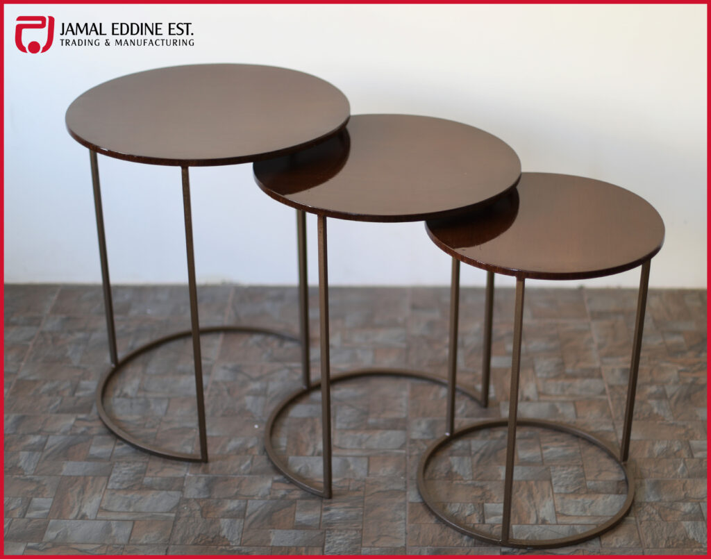 wrought steel mini table set in circular ascending design shape