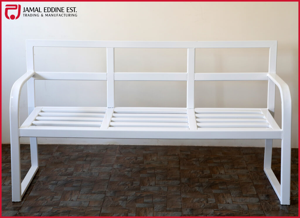 wrought steel white bench
