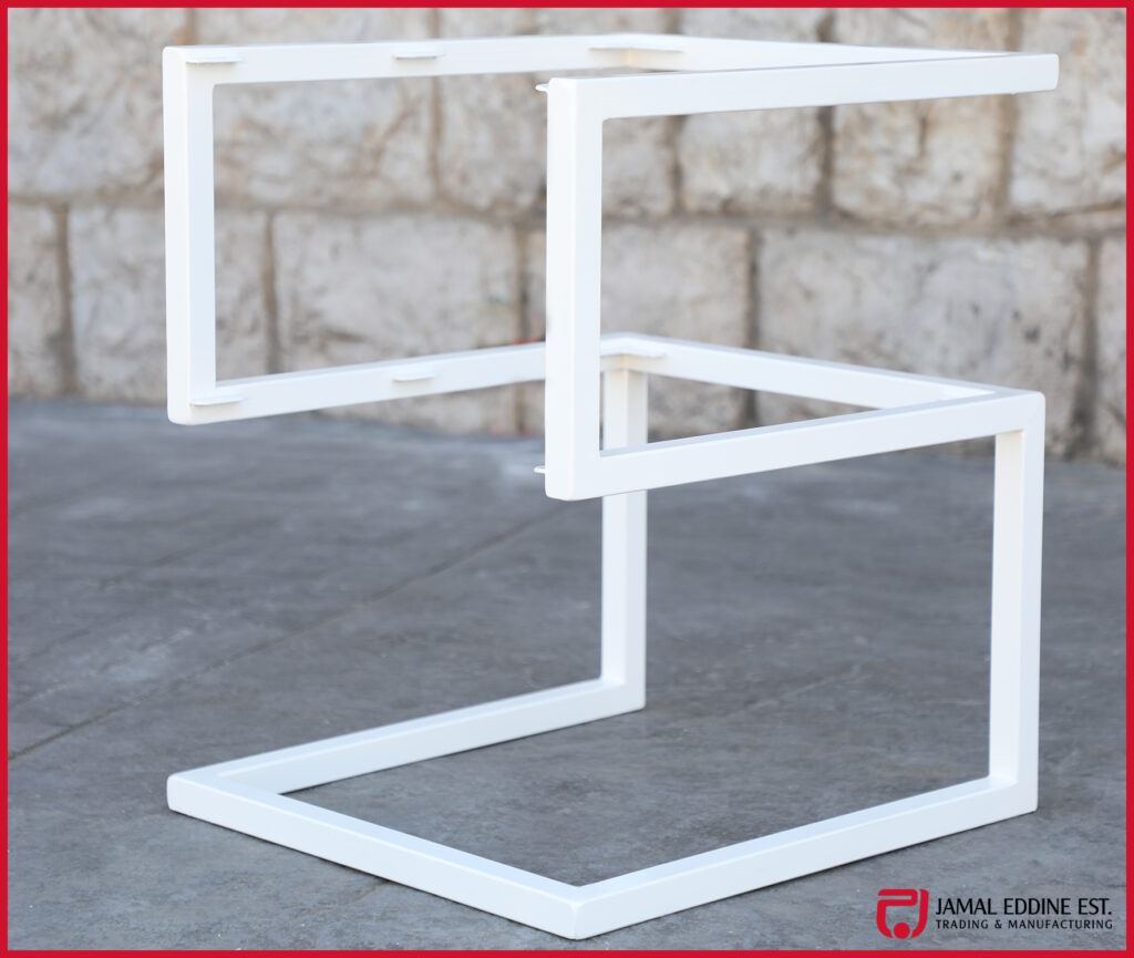 wrought steel table stand in white