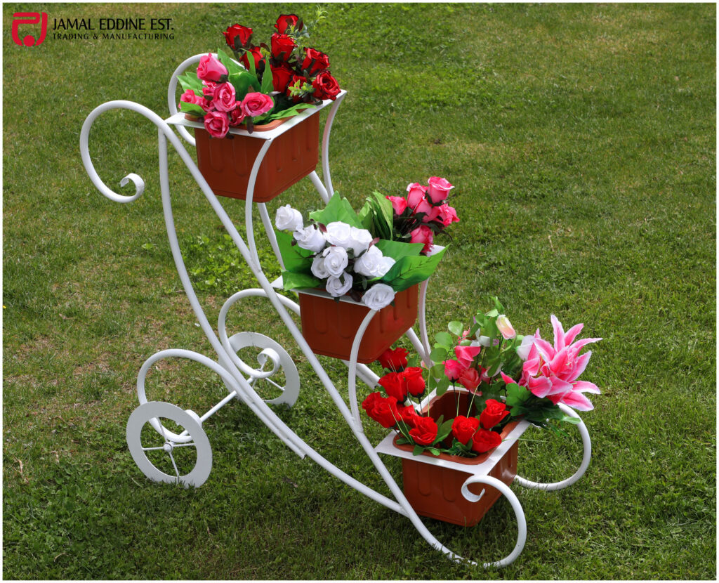 Wrought Steel Decorative Outdoor Flower Cart