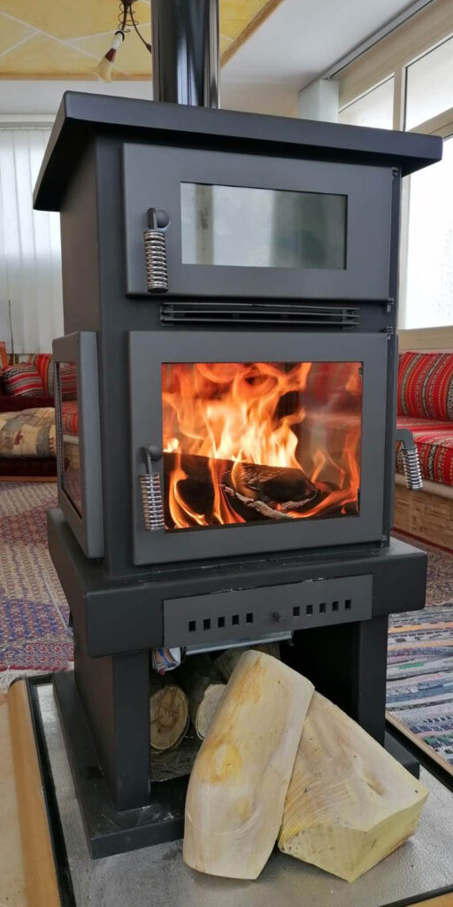 wood stove in Lebanon for heating with wood storage compartment